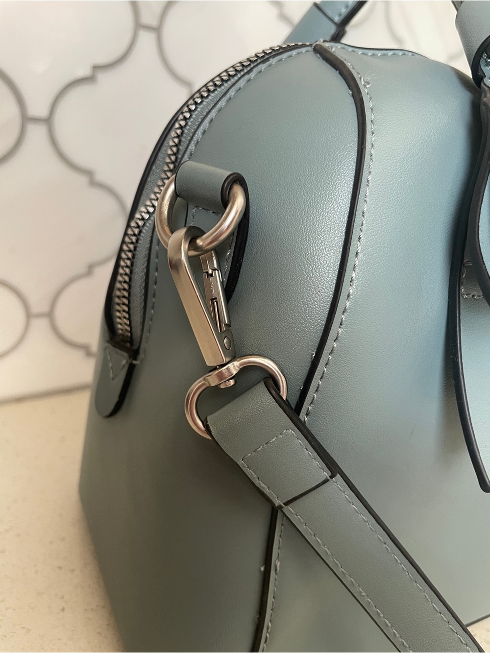 GUC French Connection Dusty Blue Terra Dome Mini Satchel FCUK - Picture 13 of 16